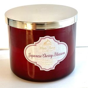 Bath & Body Works 3 Wick Candle Japanese Cherry Blossom Scent White Barn